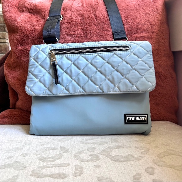 Steve Madden Handbags - Steve Madden Light Blue Quilted Nylon Crossbody Bag